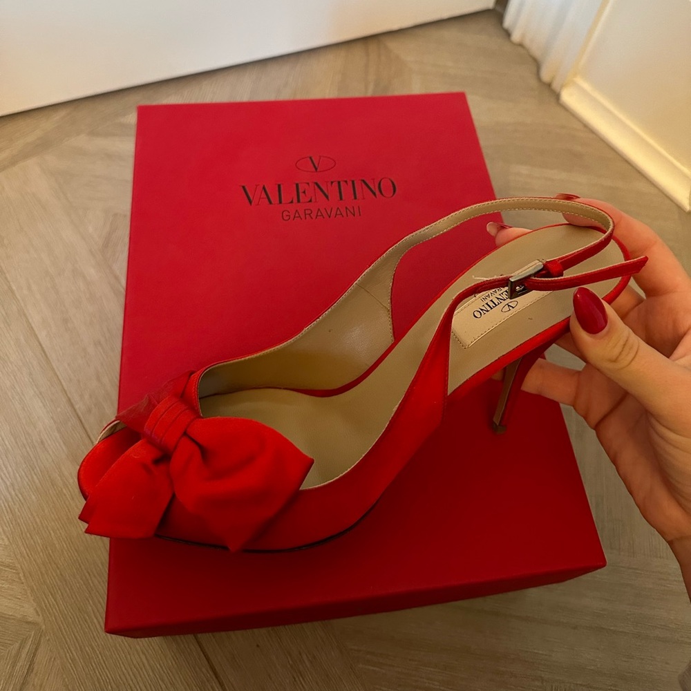 Valentino Satin Red Sling-backs
